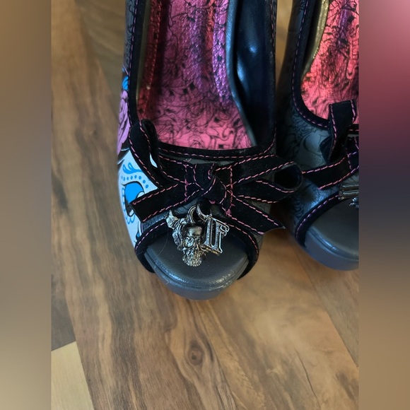 Iron Fist Black and Pink Floral Heels - Picture 3 of 8